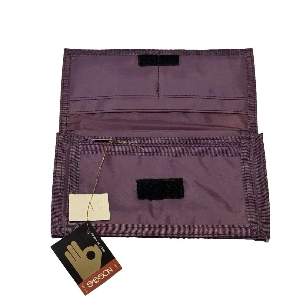 Vintage Deadstock NWT Sasson Bi-fold Wallet Purple Nylon Trapper Wallet Retro